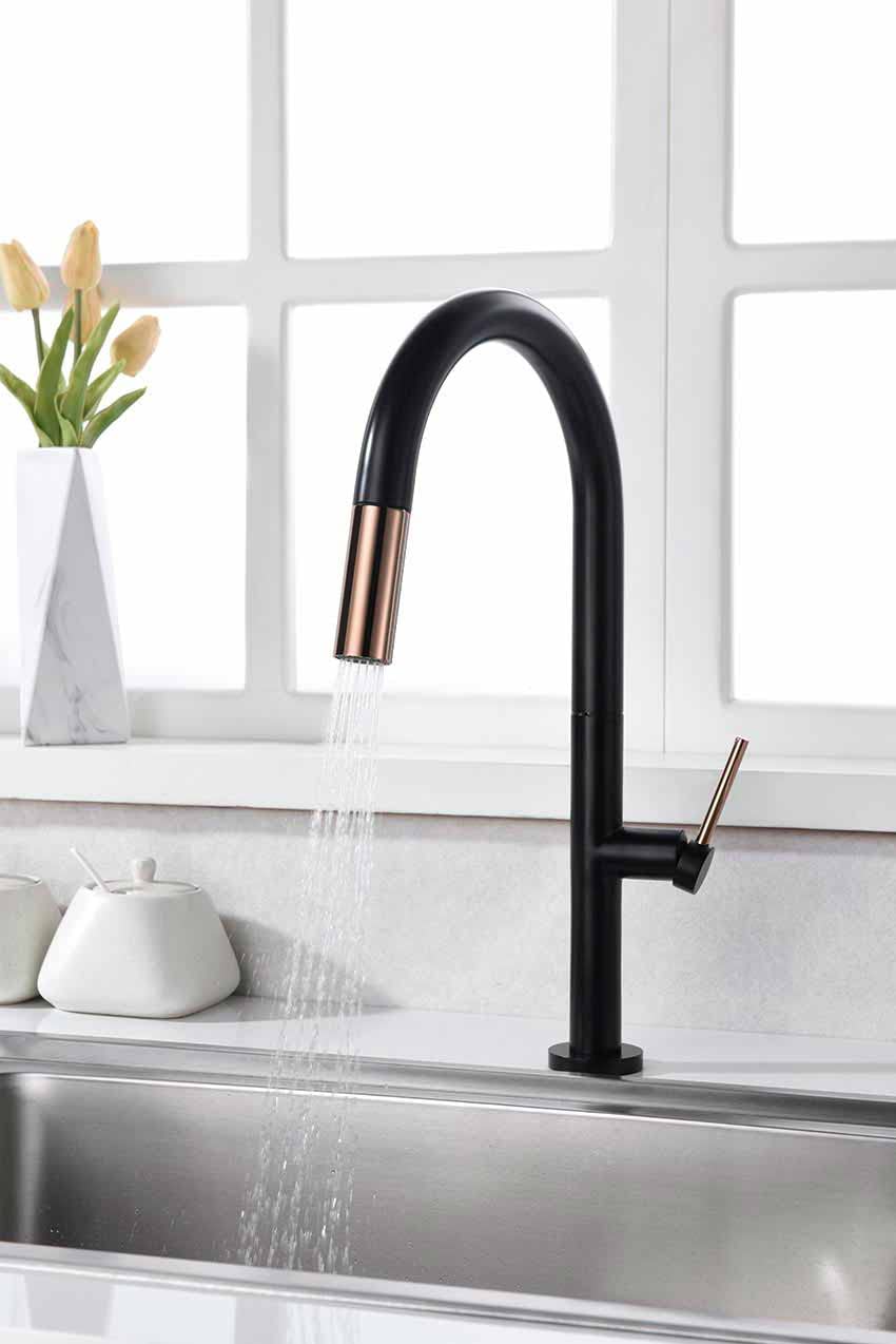 IMEX GCE017/NOR Samoa Grifo De Cocina Negro Oro Rosa