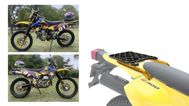 PSLER Aluminum Luggage Rack For Suzuki DRZ400/DRZ400S/DRZ400SM - Detachable Rear Rack (Gold) - View #4