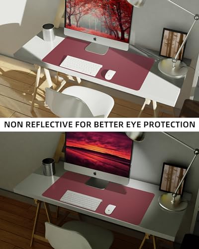Image of Leather Desk Pad Protector,Mouse Pad,Office Desk Mat, Non-Slip PU Leather Desk Blotter,Large Desk mat,Waterproof Keyboard mat for Office /Home /Decor (Burgundy Red,35 inch x 17 inch)