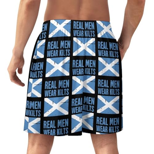 Scottish Flag Real Men Wear Kilts Men's Satin Pajama Boxer Shorts Silk Feeling Lounge Sleep Underwear3