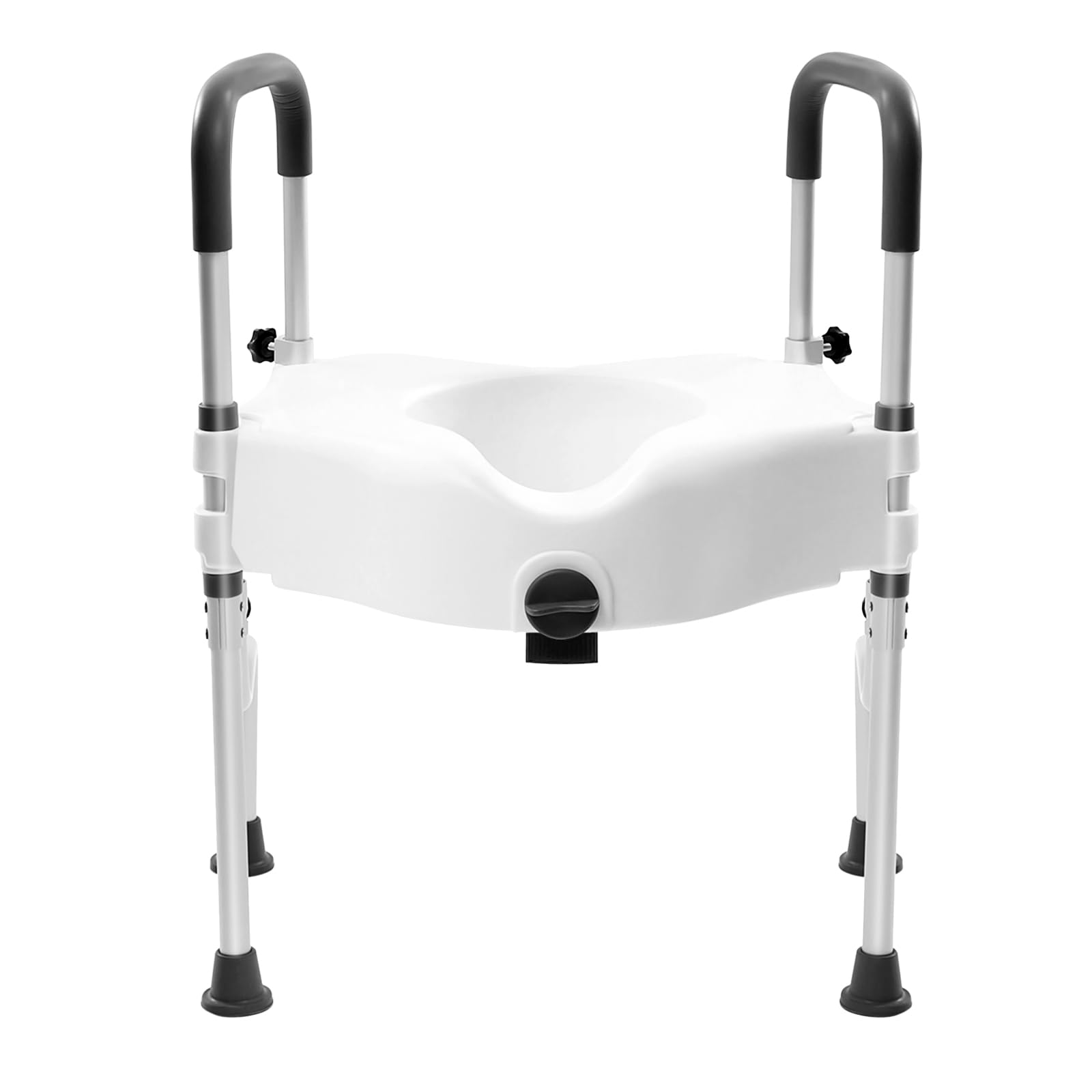 Rialzo per WC con maniglie, supporto 3 in 1, regolabile in altezza, per anziani, disabili e incinte, portata fino a 150 kg, bianco