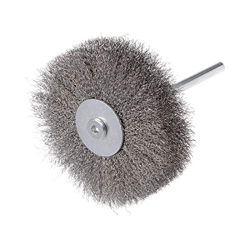 Image of uxcell Wire Wheel Brush with Shank Bench Stainless Steel Crimped 3.35-Inch Wheel Dia for Removing Rust Polishing Metals