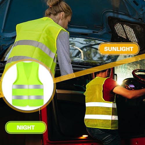 FAELNK Warnwesten Auto Pannenweste Warnweste 5 Stück Sicherheitsweste Neongelb KFZ Pannenhilfe Reflektierende Warnwesten für Autofahrern Arbeitskräften Pannenhilfe warnwetse Mit... – Bild 7