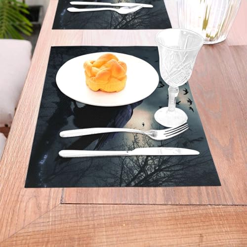 Sets de table thermorésistants Night Crow en vinyle lavable pour une protection de cuisine optimale - 8