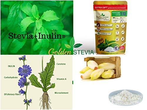 Golden Stevia-poederzoetstof met inuline 500g = 5kg suikervervanger 1:10 cichoreiwortelvezel, koolhydraatarm voor het… - Afbeelding 3