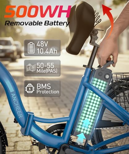 Image of ANCHEER Electric Tricycle for Adults, Peak 600W Folding Electric Trike, 24 inch 499Wh Ebike for Seniors, 15.5MPH Electric Bike, Removable Battery, 3 Wheel, LCD, Rear Differential, Basket