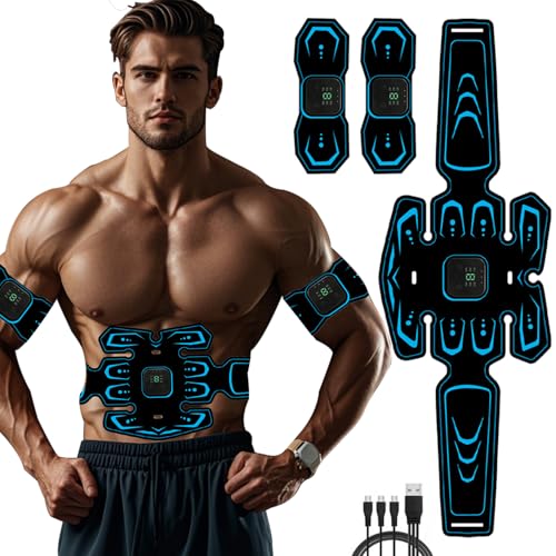 WARDBES EMS Trainingsgerät, EMS Bauchmuskeltrainer, USB Wiederaufladbar Muskelstimulator, Elektrisch Bauchtrainer Ganzkörper ABS/Bauch/Arm/Po Trainer, Männer und Frauen