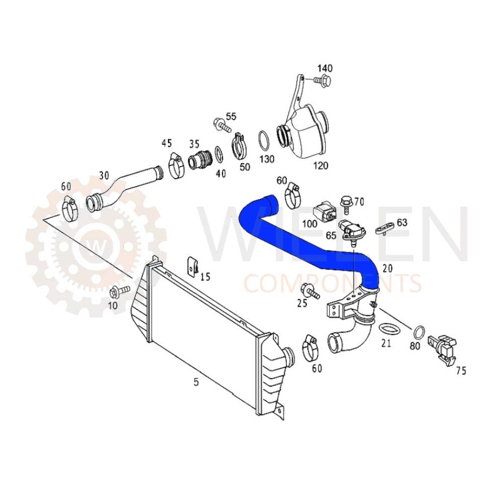 Manguito Intercooler compatible con tubo turbo aire Mercedes Sprinter 2.2 2.7 CDI 9015283982