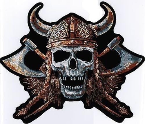 Viking Skull Awesome Large Embroidered Quality Biker BACK Vest Patch LRG-0020