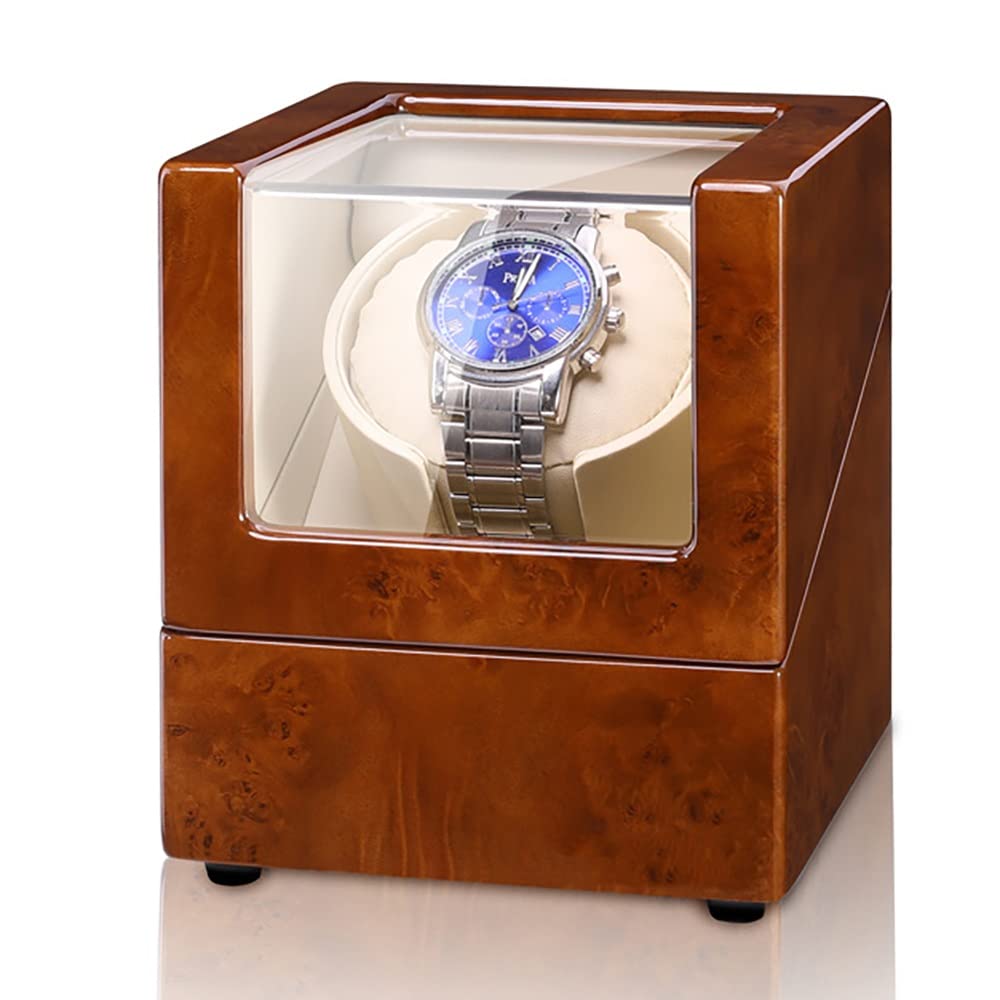 EHVYBDX Automatic Watch Winder for 1 PU-Leather Watches with Silent Motor Deluxe Case for Mechanical Watches Soft Flexible Watch Pillows Self Winding Watch Rotator Box