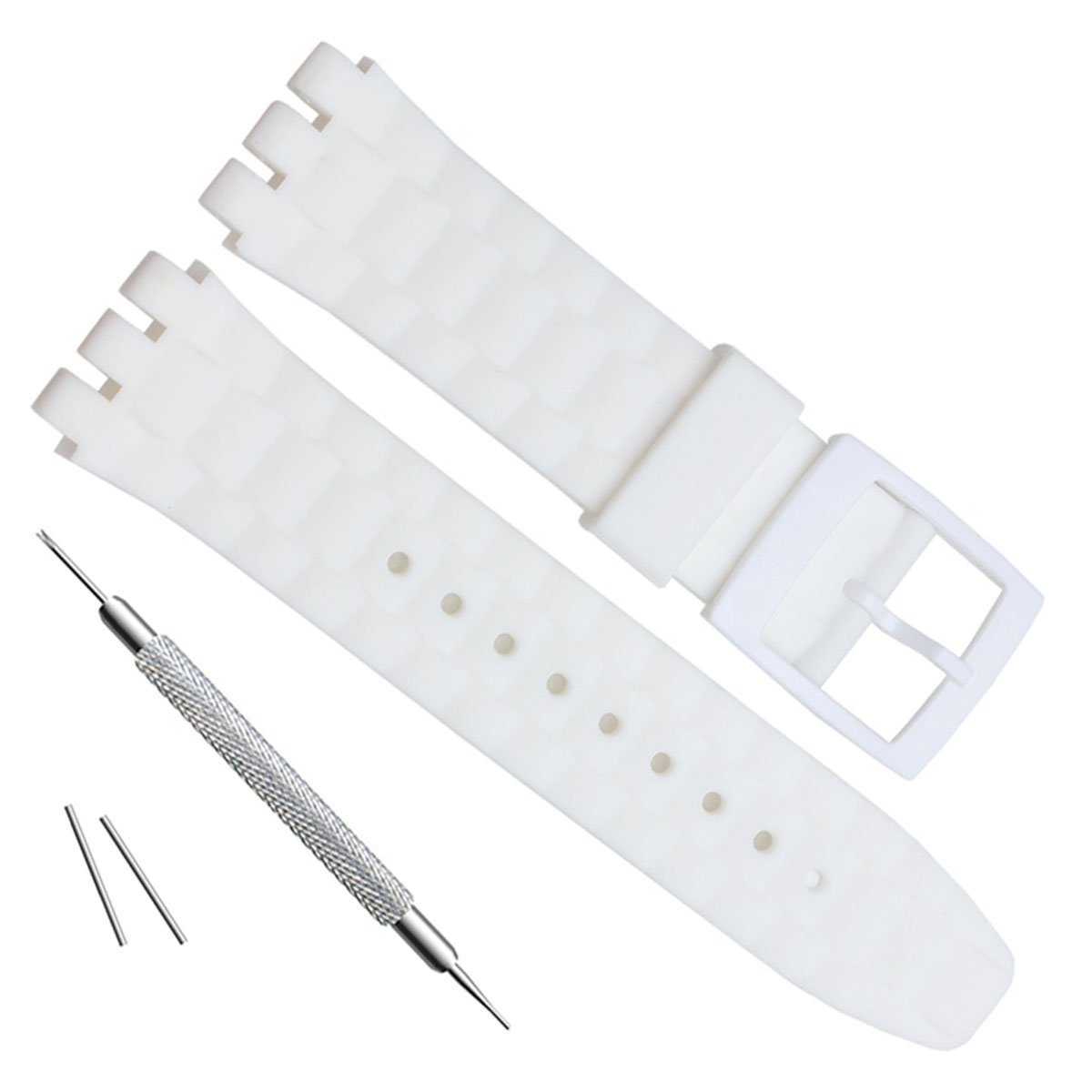 OliBoPo 21mm Replacement Waterproof Silicone Rubber Watch Strap Watch Band (White)