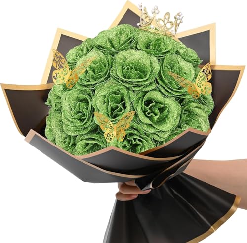 Bouquet de Flores Secas Exóticas 36Pzas Rosas Verdes DIY miniatura 4