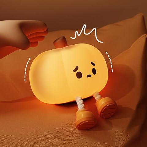 GUEDIEO Pumpkin Night Light - Cute LED Pumpkin Lamp,Rechargeable Bedside Tap Lamp with Touch Sensor,Funny Office Desk Decor Cover