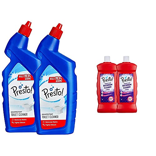 Image of Toilet Cleaner - 1 L (Pack of 2) Amazon Brand - Presto! Bathroom Cleaner - 1 L (Floral, Pack of 2)