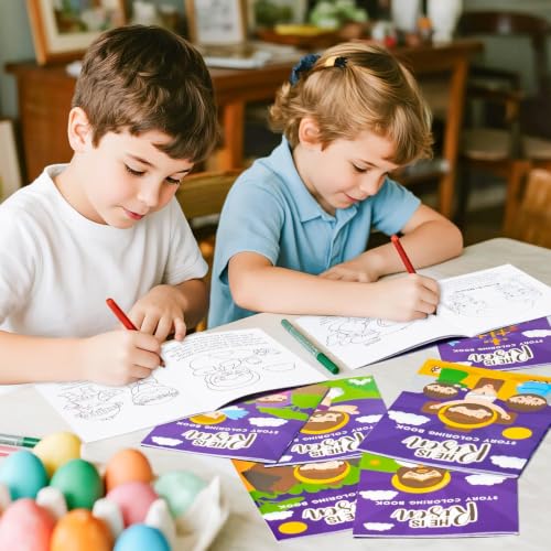 Image of Bulk He is Risen Coloring Books,24Pcs Easter Story Drawing Booklet for Kids