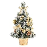 Material: PVC ShiyiUP Mini Innen Künstlicher Weihnachtsbaum Tannenbaum Christbaum geschmückt dekoriert mit Tannezapfen Kugeln Schleifen