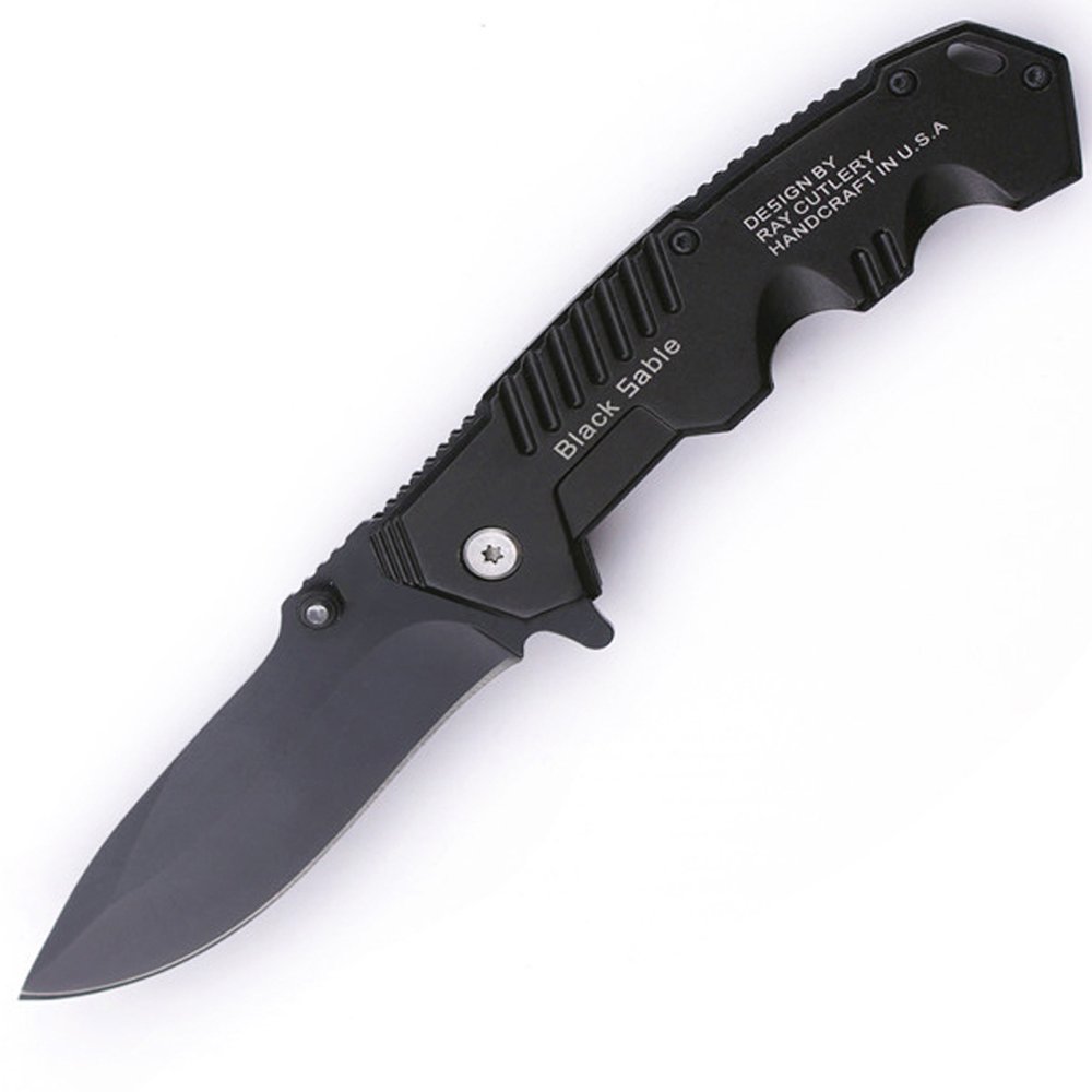 Morpho Diana Assisted Opening Folding Knife, Black Straight Edge Blade,Aluminum Handle, 7.87-Inch (black)