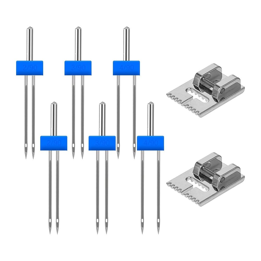 CTRLZS Double Needle Sewing Machine Double Needle Double Stretch Needle 9 Groove Pintuck Presser Foot for Home Use 2/903/904/90