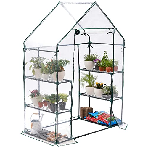 Bramble - Premium Garten Gewächshaus Foliengewächshaus mit Bodenhaken, 6 Etagen & Robuster Plane - Wetterfest, Stabil & Einfach zu Montieren - 195x143x73cm