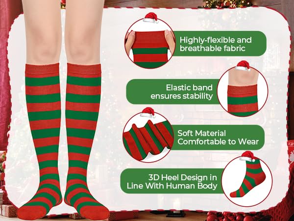 Image of American Trends Striped Knee High Socks for Women Thigh High Socks Long Leg Warmers
