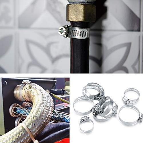 71 Pcs Hose Clips Adjustable, Stainless Steel Hose Clamps Assorted Kit, 8-38mm Range Pipe Clips Assortment, 7 Sizes Tube Clamps with Screwdriver and Storage Case