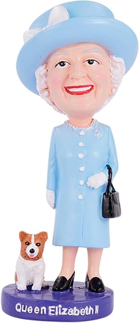 Ro-yal Bobbles Queen Elizabeth II Bobblehead, Premium Polyresin Lifelike UK Queen Elizabeth II with Kirky Figure Model Queen Elizabeth II Memorial Statue, Commemorative Queen Ornament