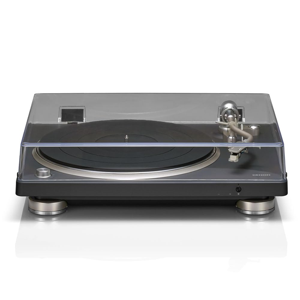 Denon Platine tournante Bluetooth Hi-FI DP-500BT (Noir), préampli Phono commutable intégré, contrôle Semi-Automatique, Cartouche MM, Tourne-Disque Vinyle à entraînement par Courroie 33⅓, 45 et 78 TR