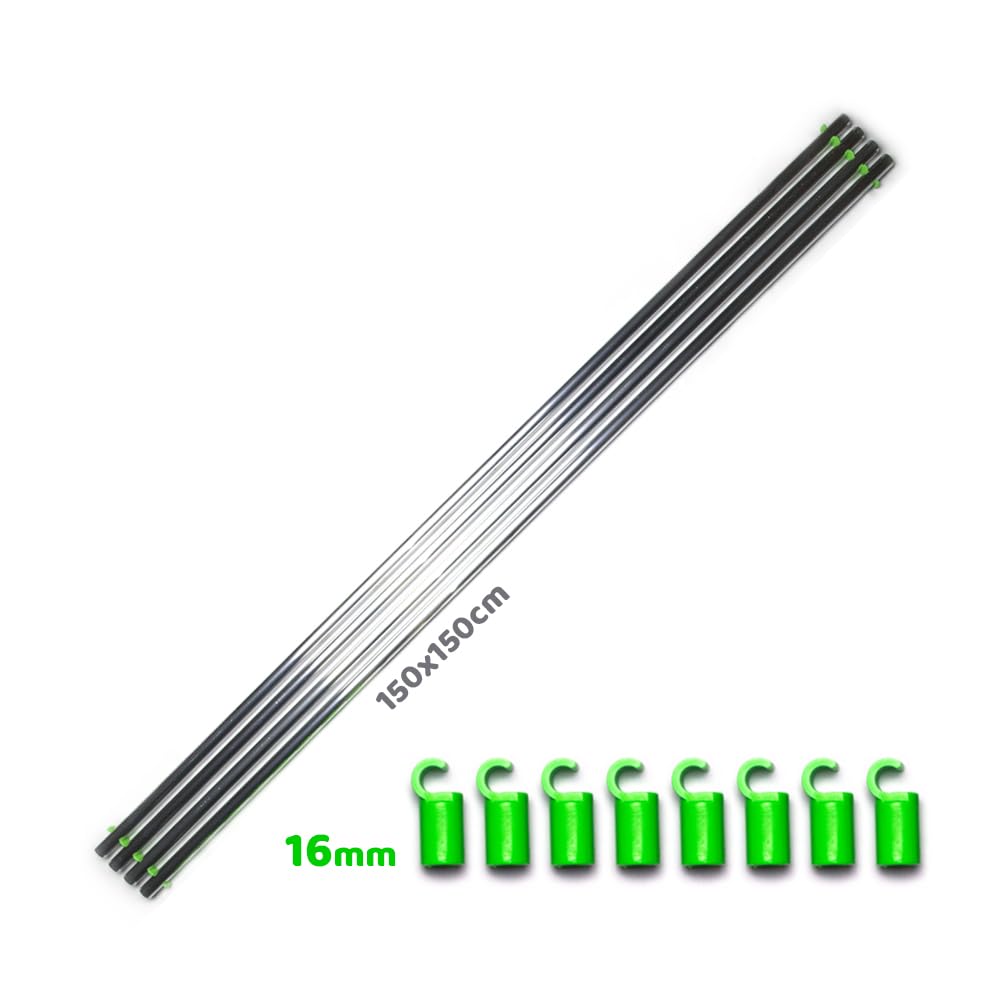 Fixture Poles 150x150 cm do tyczek Ø16 mm, zielone pręty stabilizujące Space Booster do namiotów uprawowych, modułowe wzmocnienie ścian