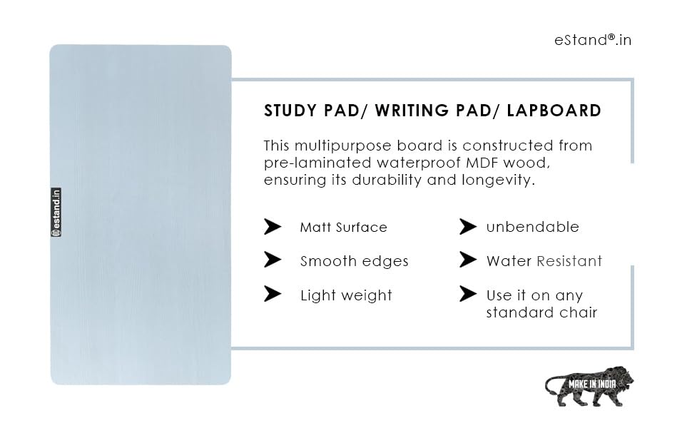 Image of Engineered Wood Lap Board for Study | Home | Dining | Office | Laptop | Computer Desk | Reading & Writing | Multi-Purpose | Made in India | (Pine, LB-12X23-PINE)