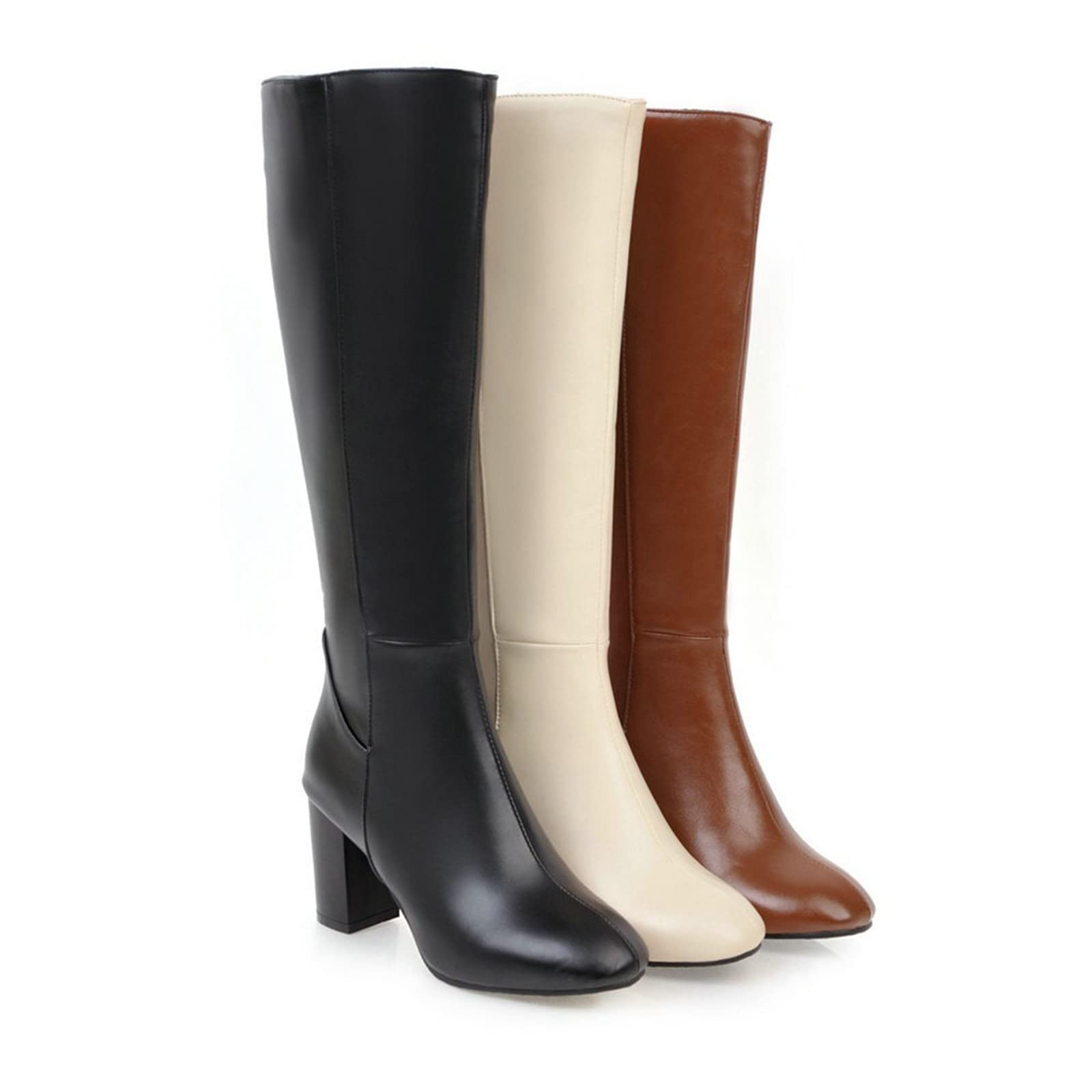 Botas de piel para mujer, botas altas de tacón alto por encima de la rodilla, botas de equitación, botas de invierno para mujer