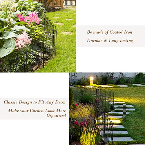 XCSOURCE 5Pcs Decorative Garden Fence 32in x 10ft Coated Metal Folding Garden Fencing Garden Border Edging Fence Set Wire Folding Fencing for Landscaping Outdoor, Garden Fence Animal Barrier, Black