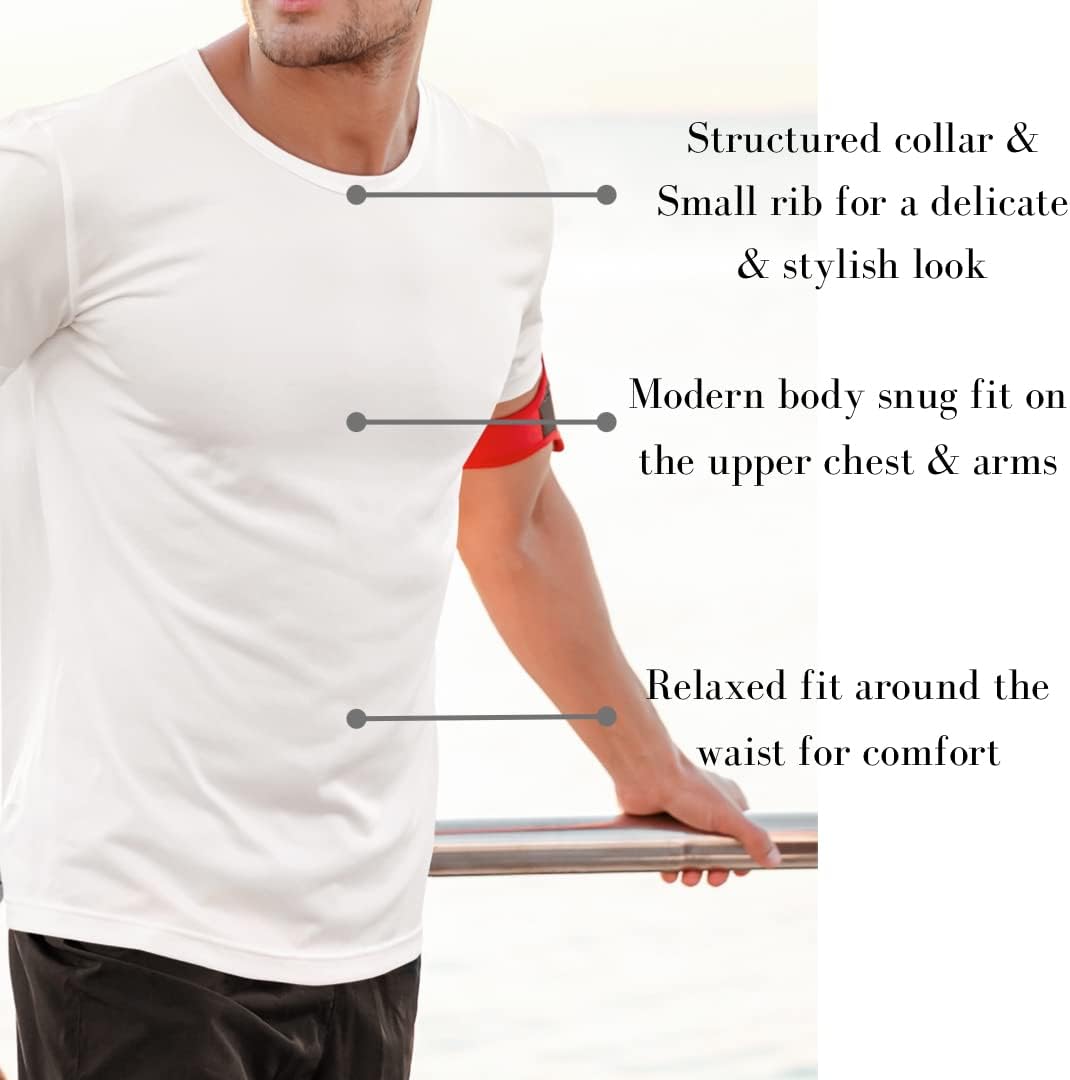 Men's T-Shirt - Modern Fitted Essential Blanks Soft Stylish Crewneck Short Sleeve Tees for Guys - Image 2