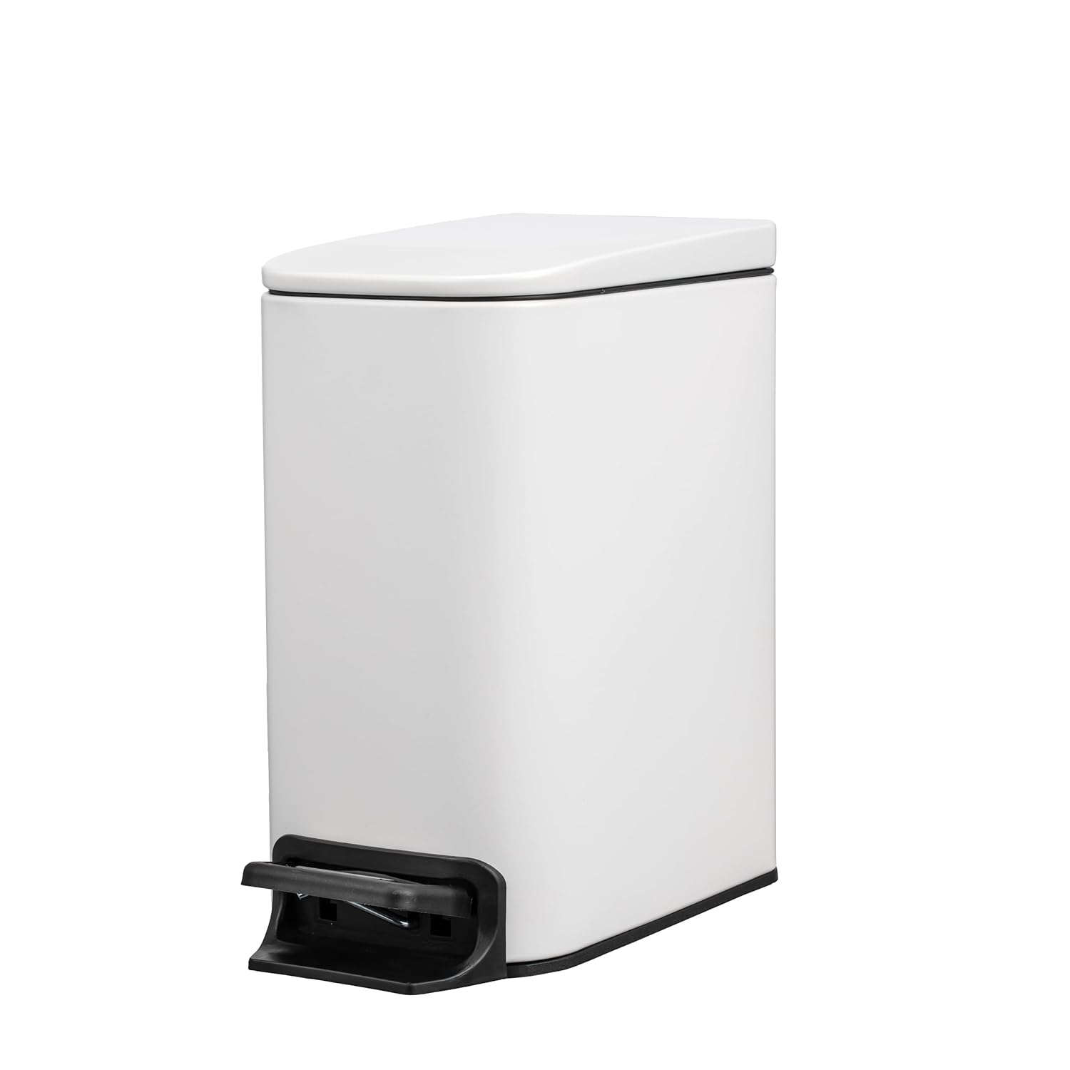 6 Liter 1.6 Gallon Small BathroomTrash Can with Soft Lid W5.9 in Slim Garbage Can with Inner Bucket Dust Bin Waste Bin Bathroom Garbage Can Pedal Powder Coated Metal White