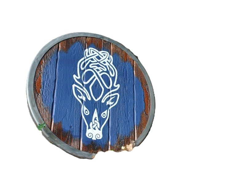 Scudo medievale in legno vichingo Skyrim Falkreath Hold Shield replica, Blu/Bianco, 24 Inch
