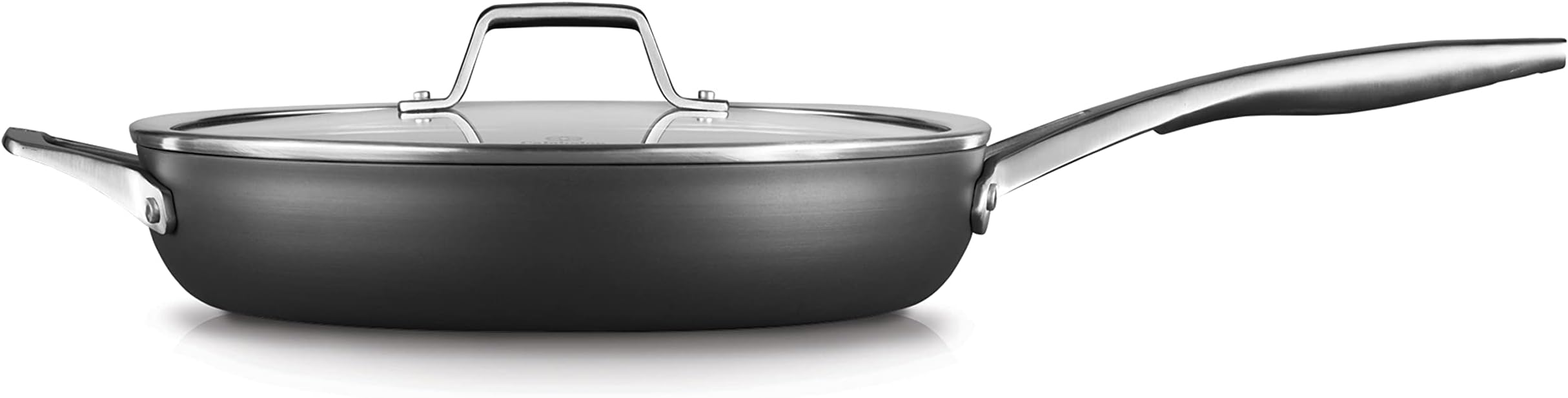 Calphalon 2172351 Premier Frying Pan with Lid, Aluminum Stainless Steel, Black