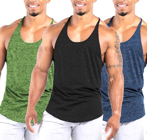 Agilelin Canottiera Uomo Palestra Allenamento Canotta Bodybuilding da Ginnastica ad Asciugatura Rapida(Nero/Blu/Verde/M)