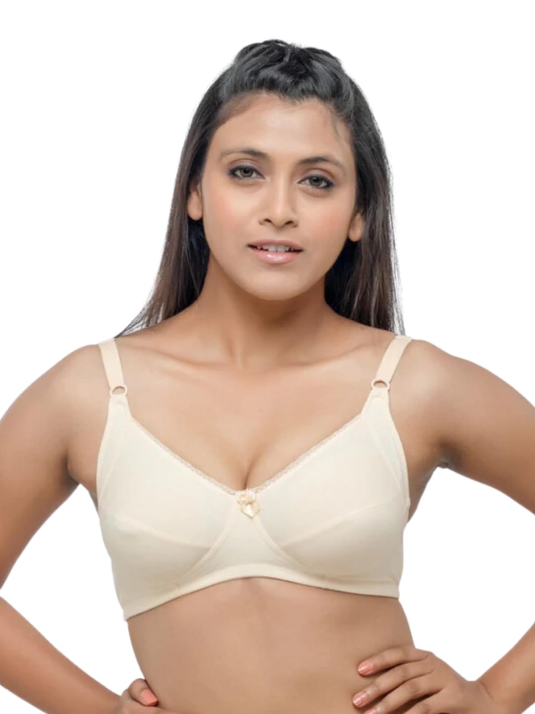 lovable Women's Brassieres Cotton Non-Padded Lace Pattern Wirefree Full Coverage Seamed Plus Size Bra with Side Panel Support and Plush Lining Cup - COMFYST Prime-picture-38