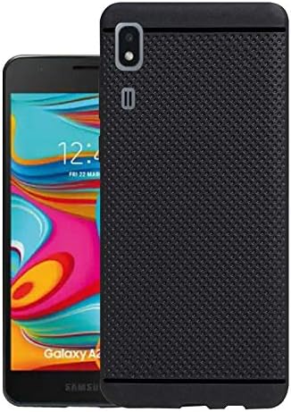 HELLO ZONE Exclusive Dotted Matte Finish Soft Rubberised Back Case Cover for Samsung Galaxy A2 Core - Black
