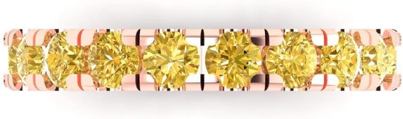 Clara Pucci 14K Rose Gold Stacking Vintage Natural Citrine Eternity Wedding Band (1 cttw)