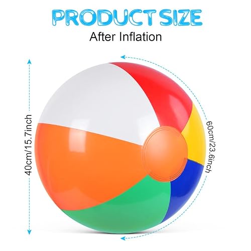 Foto von flintronic Aufblasbare Wasserbälle, Strandball in 40cm Durchmesser, Beachball in Regenbogenfarben, für Sommeraktivitäten im Freien, Wasserspiele, Schwimmbad-Strandparty
