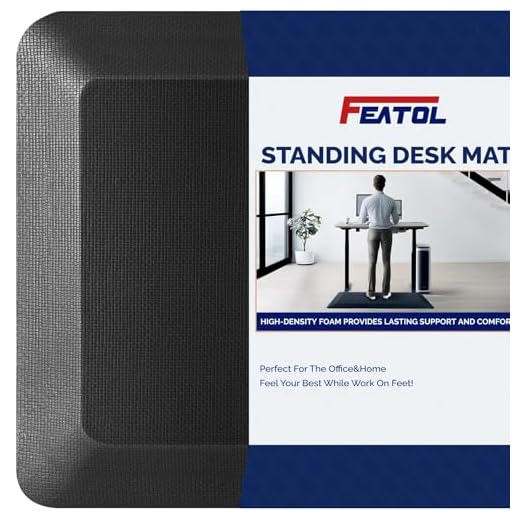 FEATOL Anti Fatigue Mat for Standing, 9/10 Extra Thick Ergonomic Standing Desk Mat, Comfort Memory Foam Standing Mat at Home,Office All Day (20" x 32", Black, 1PC)