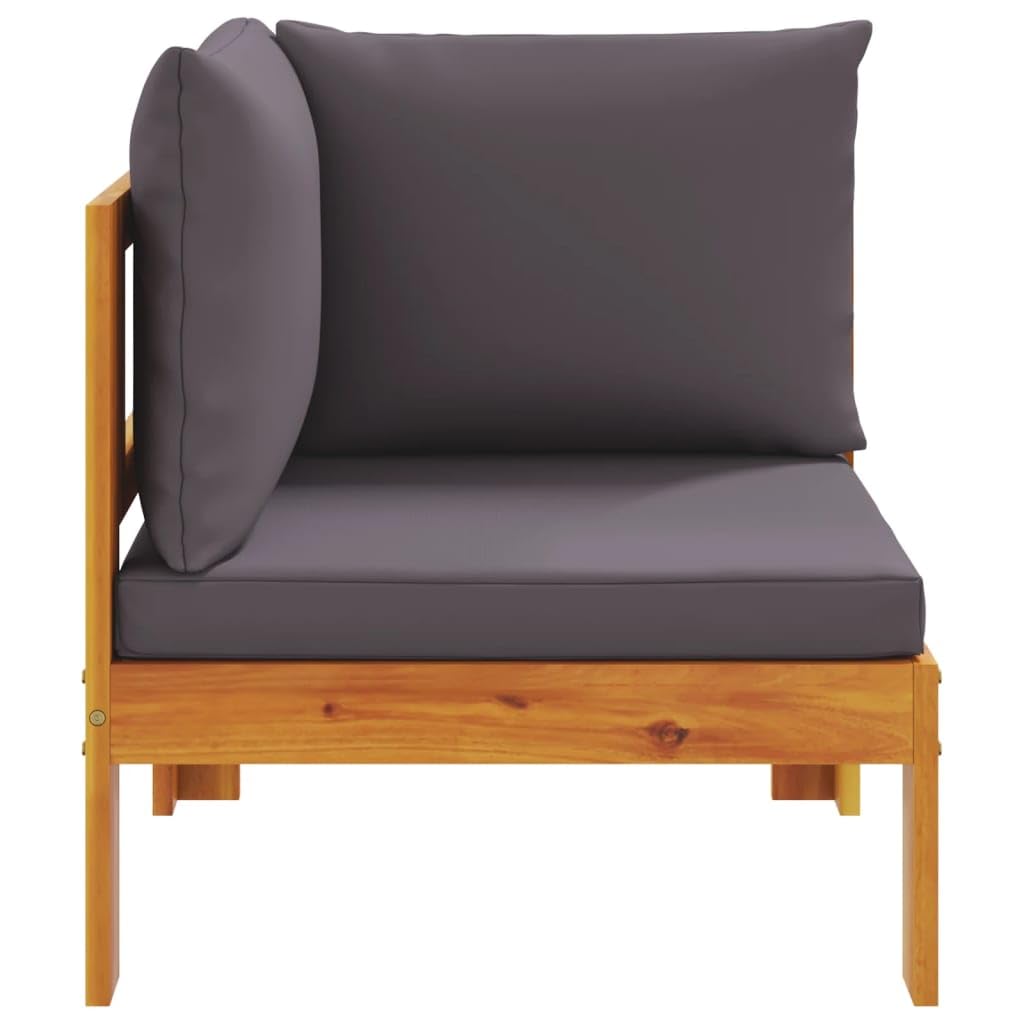 Gecheer Divano Angolare da Giardino, con Cuscini Sfoderabili e Lavabili, 68x68x64 cm, Legno Massello di Acacia, per Esterno e Terrazza