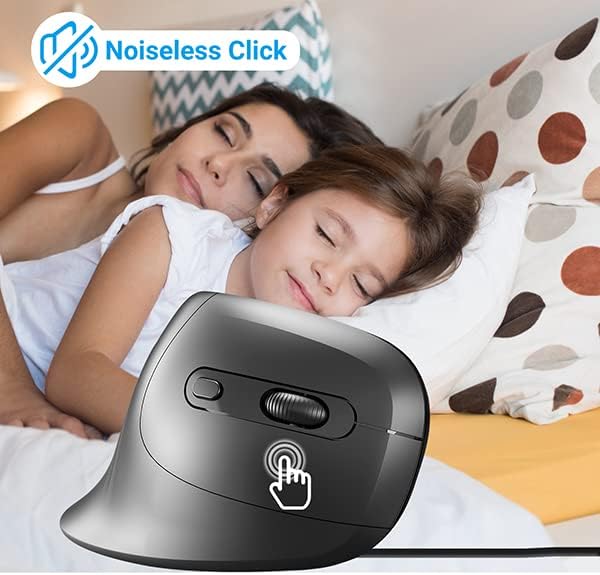 Miniatura 2 de Super Space Ratón vertical, mouse ergonómico con cable para computadora con 6 botones, 800120024003200 DPI mouse para juegos con cable para laptop,