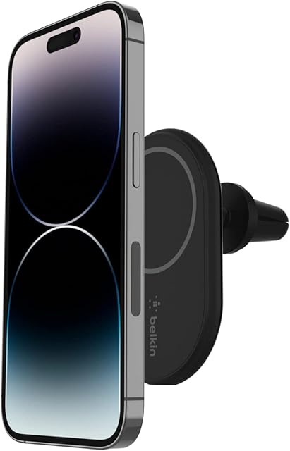 BelkinBoostChargeWireless Charging Magnetic Car Phone Mount Holder, Compatible withMagSafeEnablediPhone 14/14 Plus, 13, 12, Pro, Max, Mini, and More(Cable Included)