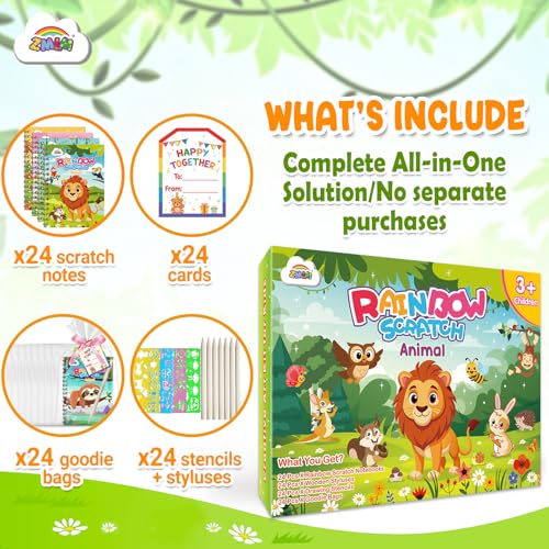 Image of ZMLM 24 Pack Rainbow Art Scratch Notebooks for Kids Birthday Party Favors