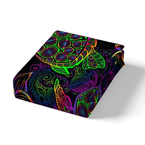 Feelyou Sea Turtle Fitted Sheet Ocean Creature Bed Sheet Set Sea Animal Bedding Boho Mandala Sheet Set Twin Size Includes 1 Sheets & 1 Pillowcase (No Flat Sheet) #TOP1