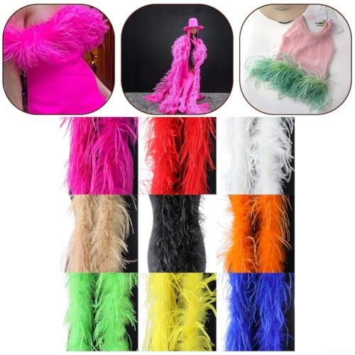 Bufanda de plumas naturales para disfraces de mujer boa roja decorativa de carnaval 6