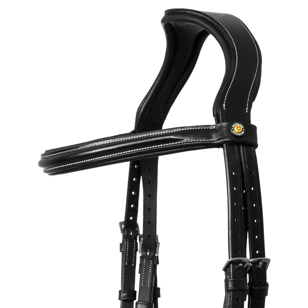 Testiera Anatomica in Pelle rialzata e Imbottita Pony, Nero