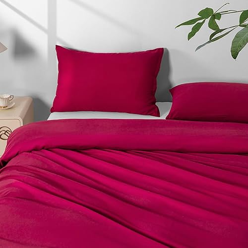 Miniatura 2 de Paquete de 2 fundas de almohada de microfibra Queen con cremallera, suaves, cómodas, no se encogen, color rojo vino, juego de 2 fundas de almohada