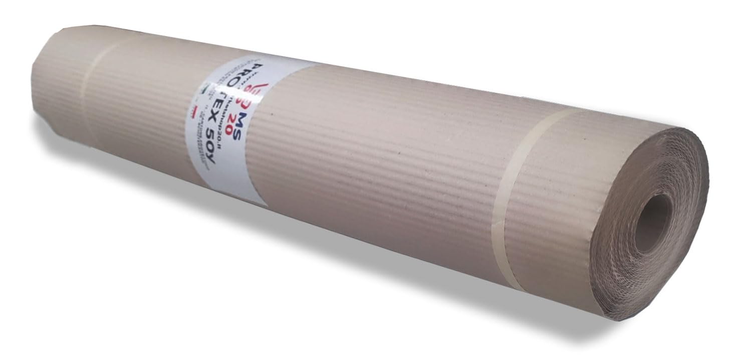 1 rollo de cartón ondulado de 1 x 45 metros, color habana, protección de suelos, pintura, suelos, trabajos de renovación, fabricado en Italia